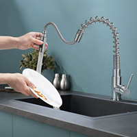 Robinet de cuisine monocommande en laiton massif avec douchette extractible à ressort
