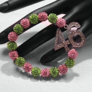 Pulsera de la Amistad con Cuentas <span class=keywords><strong>Swarovski</strong></span> Rosa y Verde de la Asociación de Hermanas, Cadena Elástica de Aleación con Perlas y Diamantes con Número 0-100 - Product Image 6