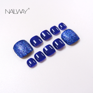 Faux <span class=keywords><strong>ongles</strong></span> d'orteils pré-conçus en usine, tendance, à presser, avec paillettes brillantes - Product Image 4