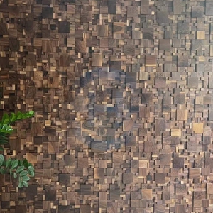 En promotion : Panneaux muraux en mosaïque 3D en noyer noir massif, motif personnalisé pour la décoration intérieure commerciale des restaurants - Product Image 3