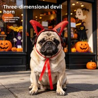Masque en feutre avec cornes de diable et serre-tête fantaisie à oreilles de chat scintillantes pour chiens et chats - Fournitures de fête - Vente chaude pour Halloween