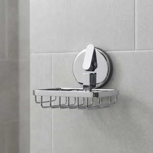 Porte-éponge et porte-savon mural en acier inoxydable chromé moderne, certifié ISO9001, pour salle de bain et cuisine, avec ventouse - Product Image 3