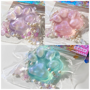 Pink Pearl Paw <b>Silicone</b> Stress Relief Squishy Gel <b>Bead</b> Fidget Toy Sensory Keychain Charm for Kids Adults Gift - Product Image 4