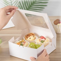 Boîte d'emballage de haute qualité pour biscuits, gâteaux et pâtisseries, en papier kraft avec couvercle transparent, boîte alimentaire pour biscuits
