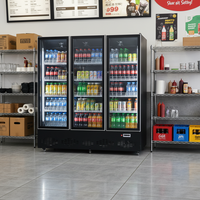 Réfrigérateur commercial vertical à 3 portes vitrées pour boissons, refroidisseur de bouteilles, pour supermarché, bar, restaurant, magasin