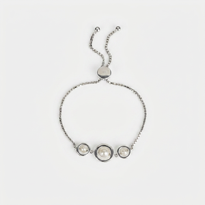 Bracelet chaîne minimaliste en argent sterling 925 avec perle d'eau douce sertie pour femme, à porter au quotidien - Product Image 1