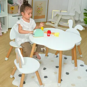 Nursery Montessori Kids Children Room Table Wood Animal Furniture Girls Study Desk Toddler Table and Chair Set for Kids