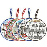 Sous-plat en céramique souvenir de Madrid, Espagne, avec motif de monuments de la ville espagnole, résistant à la chaleur, pour cuisine, décoration, cadeau