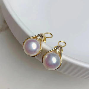 อุปกรณ์ทำเครื่องประดับเงินแท้ S925 สำหรับงาน DIY ประดับมุก ต่างหูเงินแฟชั่น พร้อมลูกปัดกลมขนาด 9-10 มม. และถาดเปล่า 21759 - Product Image 1