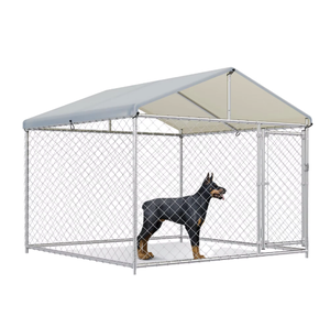 頑丈な屋外用ドッグラン＆ケネル：特大亜鉛メッキ鋼製エクササイズペン（大型犬・巨大犬用シェルター付き） - Product Image 1