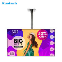 43-75 inci 4K UHD 700nit papan Digital terpasang di dinding dan menampilkan papan Menu Digital tampilan iklan menghadap jendela