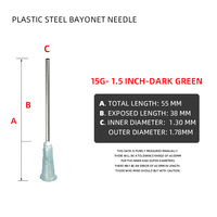 Aiguilles en plastique-acier à baïonnette de 1,5 pouce de longueur personnalisable, aiguilles en acier inoxydable en stock