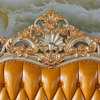 Lit de luxe de style européen, lit royal vintage en bois massif doré, ensemble de chambre à coucher, meubles pour villa et hôtel