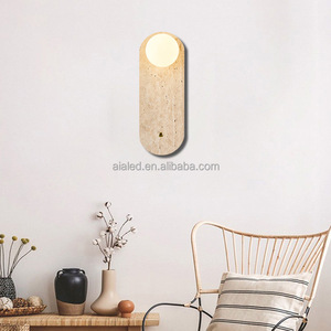 Lampe murale intérieure moderne en pierre, abat-jour en verre sphérique G9, chambre à coucher, salon, lampes murales intérieures, éclairage mural design - Product Image 6