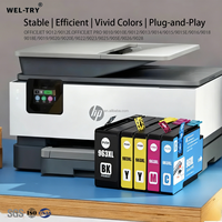 WEL-TRY 963/963XL Full untuk Cartridge Pigment Chip Sekali Pakai untuk Printer HP OfficeJet Pro 9010/9012 Hasil Cetak 1000/700 Halaman Daya Tahan 18 Bulan