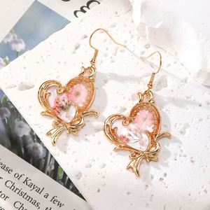 Elegantes Pendientes de Gancho con Flores de Cerezo en Varios Estilos, Pendientes Redondos con Mariposas y Flores Secas de Resina para Mujer, Regalo - Product Image 5