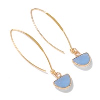 N2025 Nouveau design tendance Boucles d'oreilles ovales en forme de cercle de pierres naturelles œil de tigre turquoise