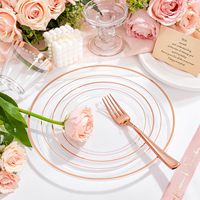 150 pièces – Vaisselle de luxe jetable en plastique or rose, assiettes et gobelets résistants à la chaleur, compatibles micro-ondes, sans BPA, pour 25 personnes