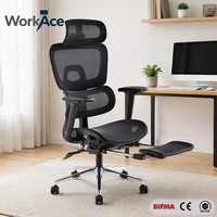 Chaise de bureau ergonomique en maille grise avec appui-tête et support lombaire adaptatif pour ordinateur – Fournisseur en gros