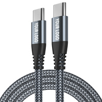 Câble USB-C vers Type-C en cuivre pur tressé en nylon 60W 3A à charge rapide pour iPhone 15, appareil photo et batterie externe
