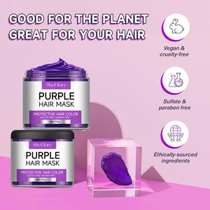 プライベートラベル紫ケラチンヘアマスク脱皮スージングクリームコンディショナー脆いドライダメージヘア用 - Product Image 3