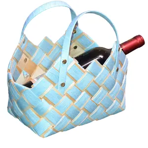 Willow chips woven blue portable shopping basket water fruit flower basket vegetable basket