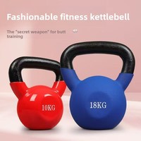 Kettlebells en fonte revêtues de plastique pour hommes et femmes - Équipement de fitness à domicile avec poignée colorée pour l'entraînement des fessiers et des bras