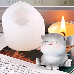 Une variété de bougies parfumées en forme de chat, moule en silicone liquide, bricolage, décoration de bureau, ornements, goutte de colle, moule en plâtre - Product Image 3