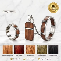 Collar Geométrico de Acero Inoxidable 316L con Incrustaciones de Madera, Estilo Minimalista, Regalo para Padrinos de Boda, Compatible con ODM, Venta al Por Mayor de Fábrica Personalizada