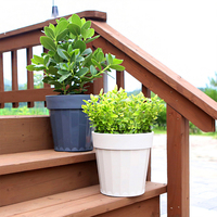 Pot Tanaman Plastik Tebal Berkualitas Tinggi Plafarm Modern Rooftop Patio Ready 12L Warna Ivory Tahan Retak, Wadah Taman Indoor