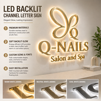 Enseigne lumineuse personnalisée EZD en acier inoxydable doré avec lettres rétroéclairées, logo LED Halo pour salon, spa, réception, signalétique murale intérieure rétroéclairée