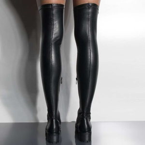 Botas Largas por Encima de la Rodilla con Punta Redonda y Tacón Plano, Color Nude, para Mujer, Invierno 2021, Nuevo Diseño Personalizado, Talla 43 - Product Image 6