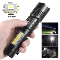 Lampe torche LED portable de camping à focalisation réglable avec clip magnétique, lampe torche COB rechargeable pour activités nocturnes en extérieur