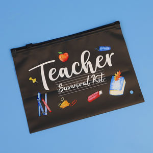 Bolsa de Supervivencia para Maestros, Negra Mate, con Cierre Deslizante CPE, Regalos de Agradecimiento para Maestros, Regreso a Clases, Bolsas de Papelería, Maquillaje y Cosméticos - Product Image 5