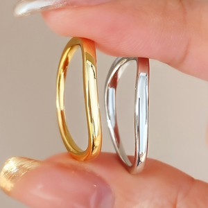 Curved Band <b>Plain</b> Stackable <b>Ring</b> 18K Gold Plated Minimalist Jewelry Dainty <b>Rings</b> for Women Daily - Product Image 1
