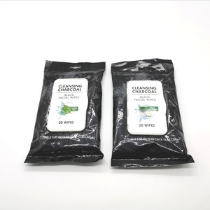 Lingettes nettoyantes pour le visage, personnalisées, noires, 25/20 pièces - Product Image 1