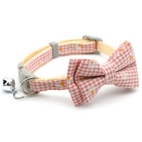 Collier pour chat avec nœud à carreaux Petite marguerite Tournesol Colliers pour petit chien Collier pour chat à dégagement rapide
