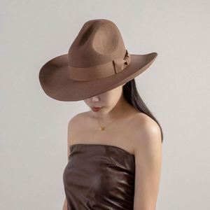 Wholesale Western Hat Bands Fedora Hats Women Men's Rabbit Fur or Wool High Quality American Sombreros Fedora Hats - Product Image 5