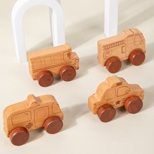 Carro de juguete de madera para niños, de arrastre inercial, para el desarrollo de la motricidad fina, juguete de madera para bebés - Product Image 3