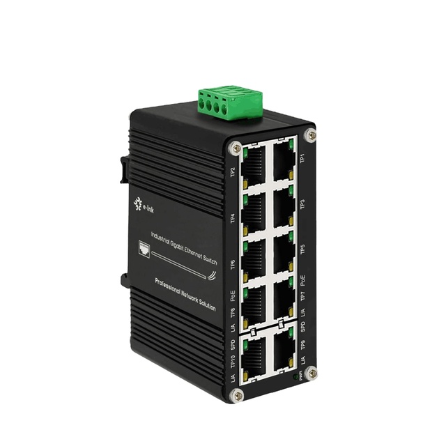 Mini Industrial 10 Ports Gigabit Ethernet Switch 8 Ports PoE Switch 12V 48V Input Power Booster 48V Output for CCTV Solar System