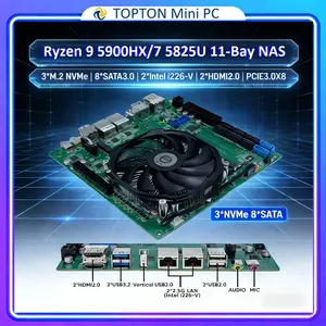 Placa base para juegos Topton de 11 bahías NAS, AMD Ryzen 9 <span class=keywords><strong>5900H</strong></span> HX 7 5825U 5600U, 3xM.2 NVMe, 8*SATA 2.5G, i226-V LAN, DDR4, Firewall, Mini ITX - Product Image 2
