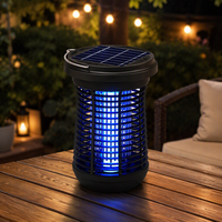 Lampe anti-moustiques solaire ABS avec lumière UV bleue et grille électrique pour patio, pelouse, camping et usage extérieur