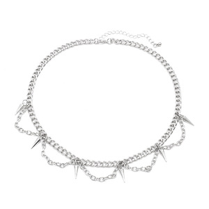 Collar de Cadena con Púas y Tachuelas de Aleación de Zinc, Diseño Geométrico de Una Sola Capa, Accesorio de Moda para Fiestas - Product Image 5