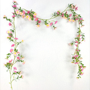 Guirlandes artificielles de fleurs en soie et plastique, orchidées vertes et tournesols roses, pour décoration de mariage et de maison, et pour enroulement de tuyaux de plafond - Product Image 1