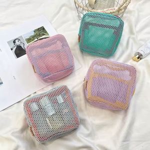 Mesh Travel Cosmetic Lipstick Data Cable Storage Bag <b>Cute</b> Small Makeup Handbags Women Wallet <b>Purse</b> Organizer Pouch Bags - Product Image 3