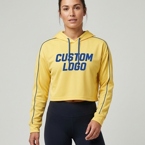 Sudadera con Capucha Corta para Mujer, Verde, Manga Larga, Estampado de Letras, con Cordón, Transpirable, Tejida, con Logotipo Personalizado, de Algodón - Product Image 6