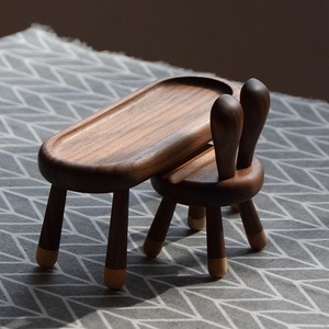 Bunny Chair Phone Holder Solid Wood Desktop <b>Stand</b> Small Oval Table <b>Tablet</b> PC <b>Stands</b> Cartoon Style - Product Image 1