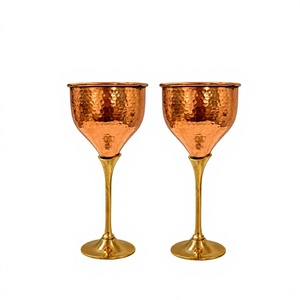 Verre à vin en cuivre et laiton, à pied rond en métal, pour bar, mariage, fête, cocktail, verre à vin rouge - Product Image 1