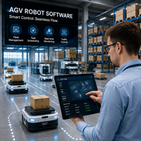 Développement logiciel de robots AGV : Système personnalisé pour la navigation en entrepôt, le contrôle de flotte, la planification de tâches et la manutention des matériaux