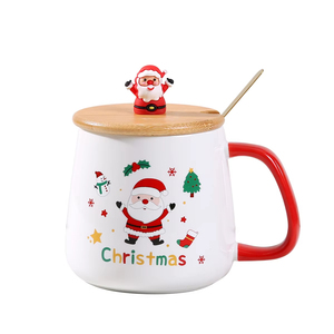 Dễ thương Santa Claus và Cây giáng sinh thiết kế gốm <span class=keywords><strong>Mug</strong></span> với nắp và muỗng cổ điển xuyên biên giới nước cup quà tặng cho các bên - Product Image 6